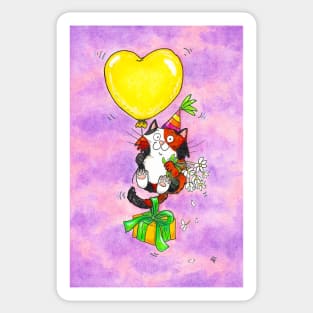 Happy Birthday Calico Cat Sticker